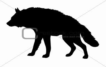 silhouette hyena isolated on white background