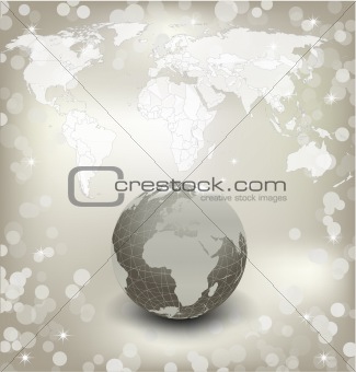 Map and Globe of the World earth. Vector