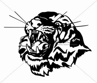 Vector head of an aggressive tiger