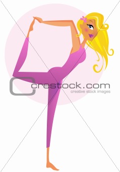 Woman Practicing Yoga Stretch Pose (Dancer's Pose)
