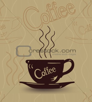 Seamless sketch of a cup of hot coffee and steam