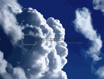 White clouds in a blue sky. Vector