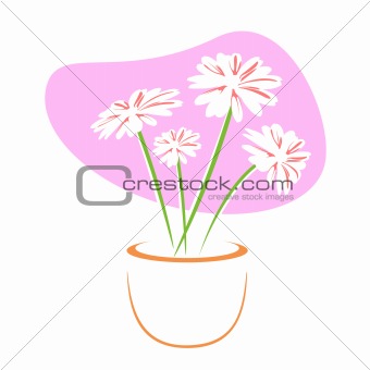vector flowers in pot