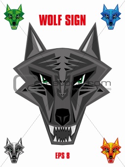 Wolf emblem in sharp futuristic style