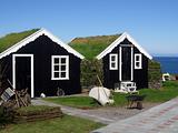 Traditional grass-roof houses in Iceland