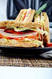 fresh and delicious classic club sandwich with toasters