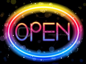 Open Neon Sign Rainbow Color