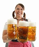 Bavarian Waitress with load of Oktoberfest Beer