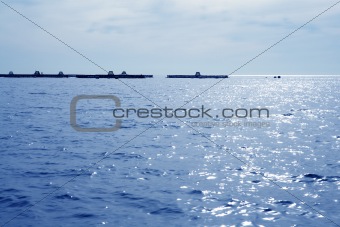 fish farm view in blue mediterranean sea