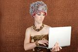 futuristic fashion student businesswoman laptop