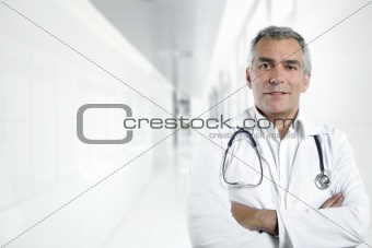gray hair expertise senior doctor hospital portrait