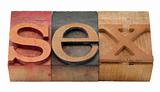 sex - word in letterpress type