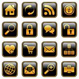 Website and internet icons, golden series