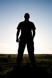Silhouette of strong man