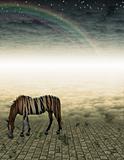 Unreal Horse in mysterious landscape