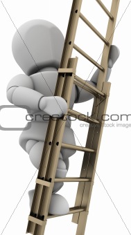man climbing a ladder to achieve success
