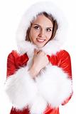 beautiful woman wearing santa claus clothes