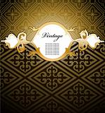 Decorative gold frame on seamless. Vector