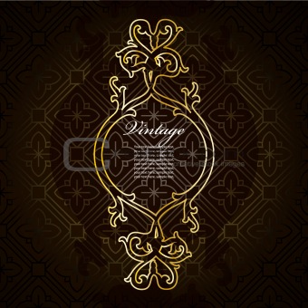 Golden abstract floral background. Vector