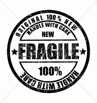 Grunge rubber stamp with the text fragile