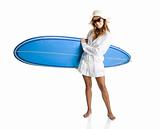 Woman with a surfboard