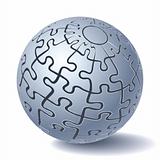 Jigsaw puzzle sphere. All Parts Together. Vector illustration