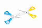 Pair of scissors isolated on the white background
