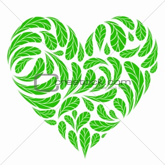 Leaves green heart shape for your design
