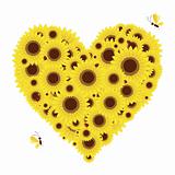 Heart shape with sunflowers for your design