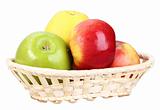 Four apples in basket