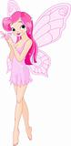 Cute pink  fairy with butterfly
