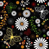 Repeating floral black pattern