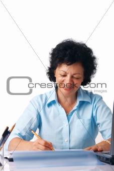 Elder Woman Writing.