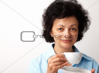 Close-up of a Woman with Cup.