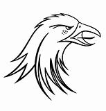 Black silhouette head eagle. Vector