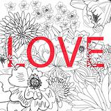 Inscription LOVE on floral background