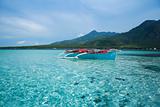 blue banka filipino outrigger fishing boat