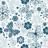 Repeating white-blue christmas floral pattern