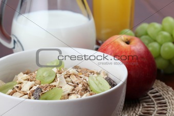 Granola with fresh grapes