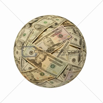 Sphere of American Banknotes against White