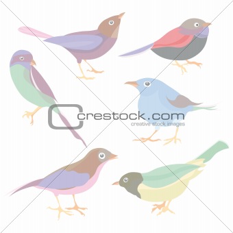 set of cute vector birds