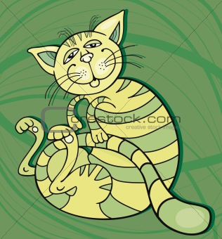 Happy Green Cat