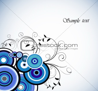 Romantic Blue ring. Floral background. Vector