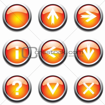 Orange buttons with signs.