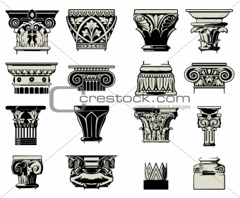 Set of art columns and architectural structures