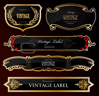 Decorative black golden labels . Vector