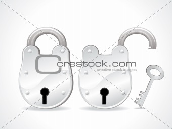 abstract glossy silver lock icon