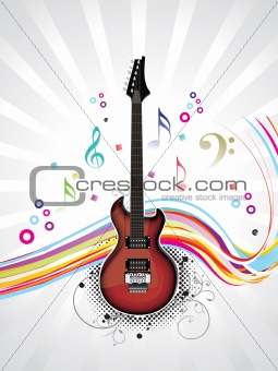 abstract musical guitar with wave