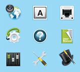 Typical mobile phone apps and services icons