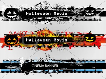 Grunge banners set for Halloween and plain